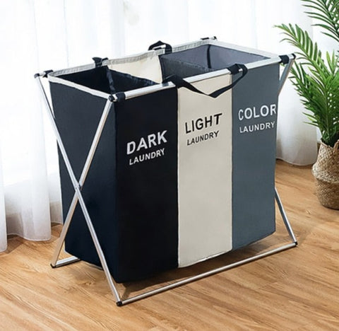 Multi-Coloured 3 Section Laundry Hamper - Little Home Hacks